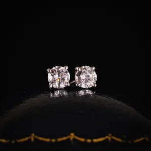 Simple Brilliant Cut Diamond Stud Earrings