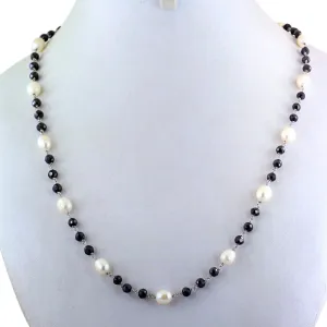 Single Row Black Diamond Chain Necklace in Sterling Silver