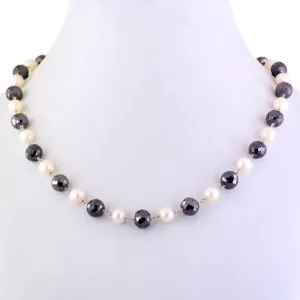 Single Row Black Diamond Chain Necklace in Sterling Silver.AAA