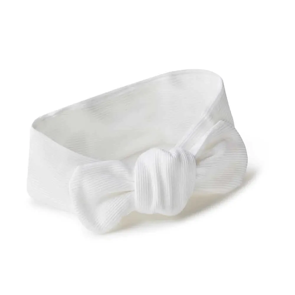 Snuggle Hunny Organic Ribbed Topknot Headband - Milk