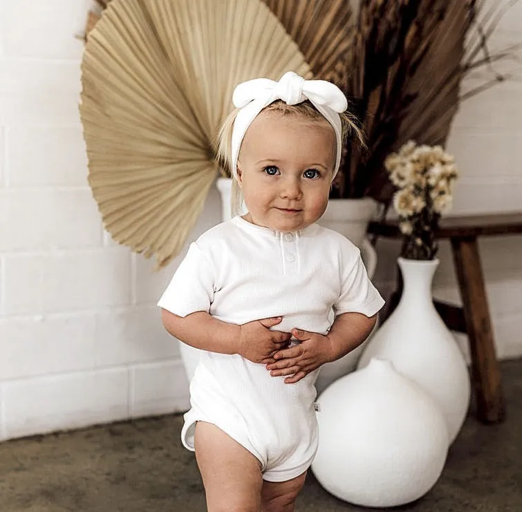 Snuggle Hunny Organic Ribbed Topknot Headband - Milk