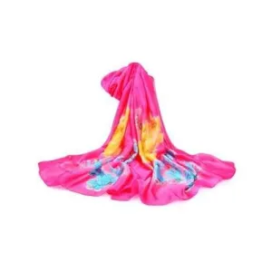 Soft Flowers Pattern Decorative Spring Fall Scarf - Rose Red