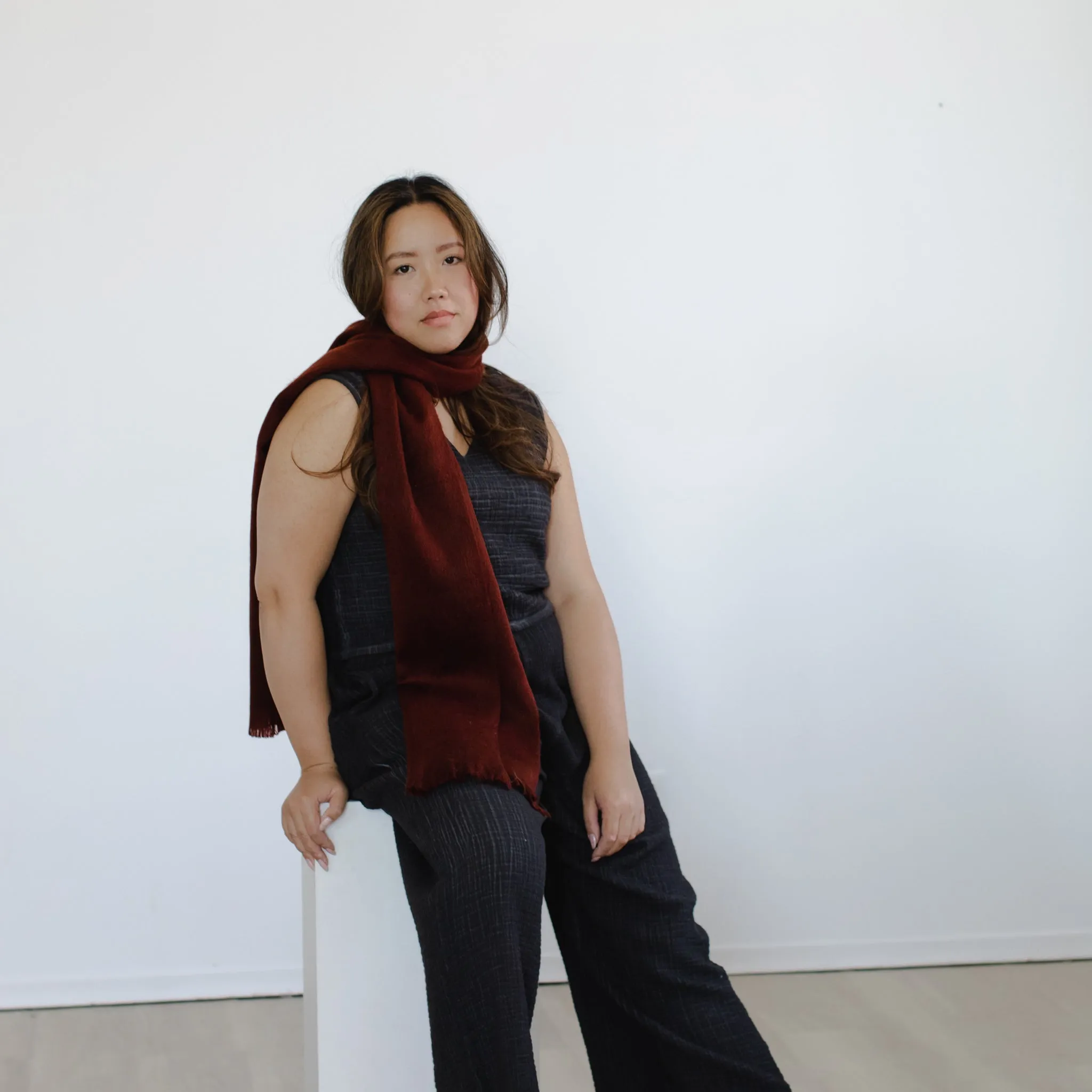 Solid Alpaca Seamless Scarf