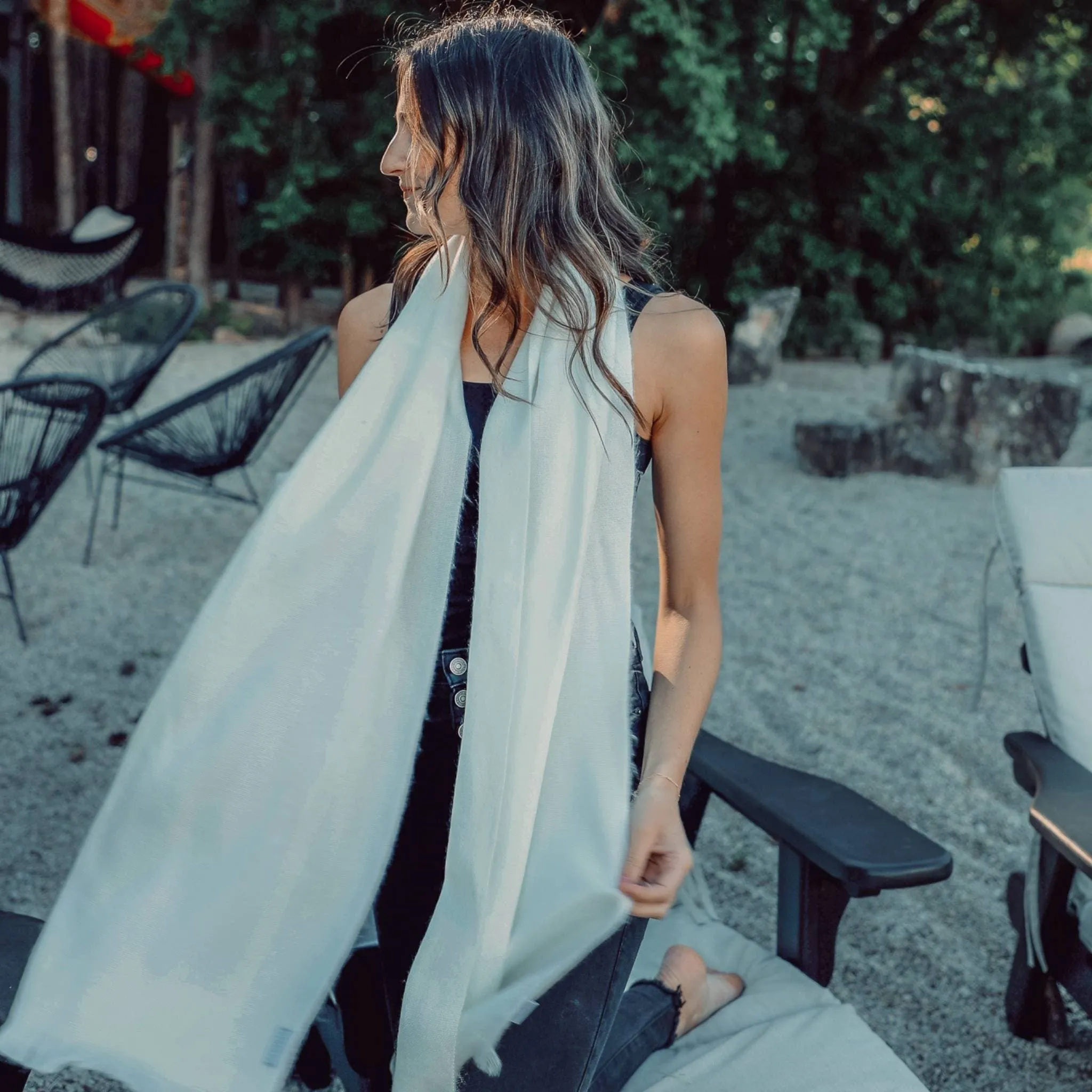 Solid Alpaca Seamless Scarf