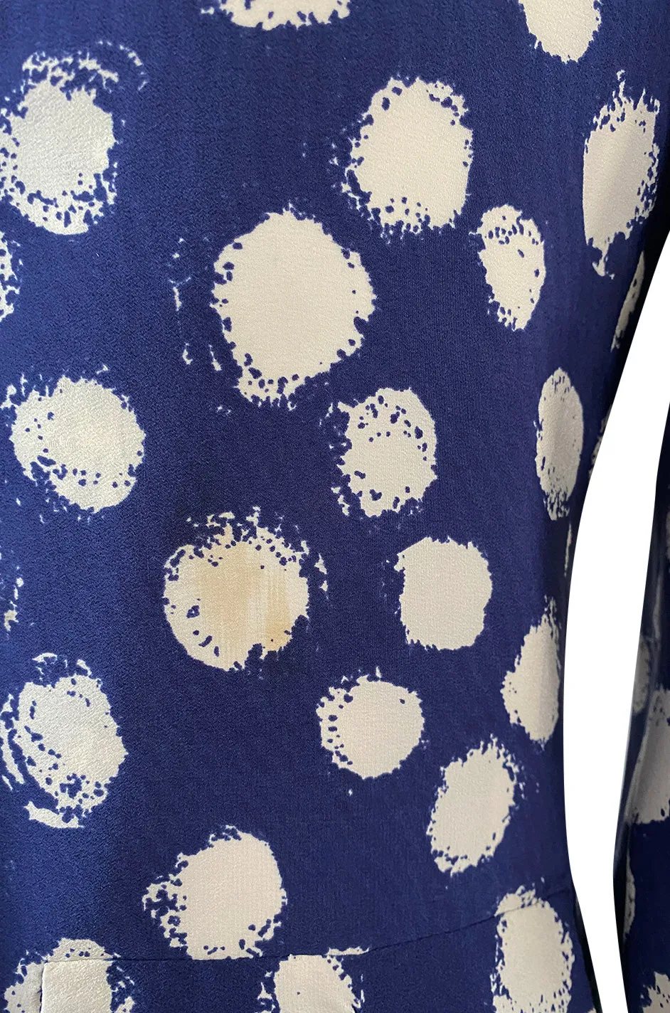 Spring 1977 Chanel Haute Couture Blue & White Silk Suit w Removable Collar