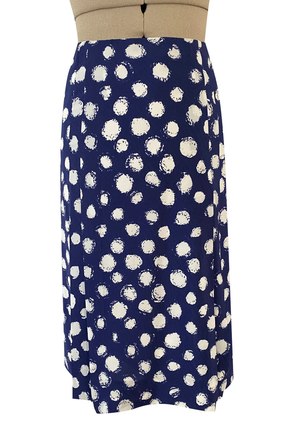 Spring 1977 Chanel Haute Couture Blue & White Silk Suit w Removable Collar