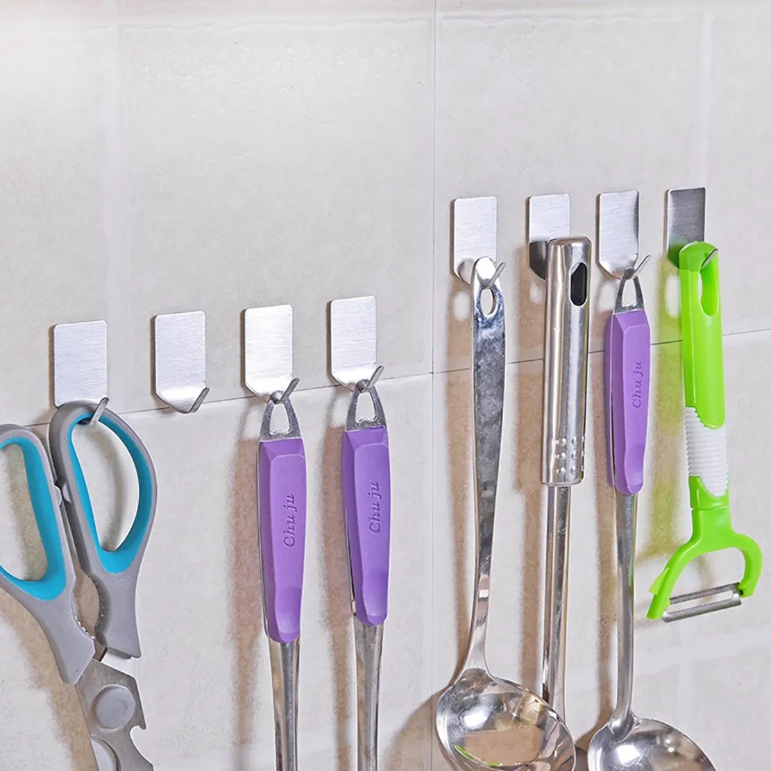 Stainless Steel Adhesive Hook 3M Metal Heavy Duty Rustproof for Hanging Waterproof Single Coat Robe Towel Hook Hanger Storage Organizer for Bathroom Toilet Kitchen, 16 PCS