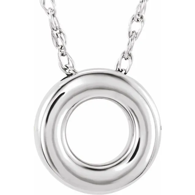 Sterling Silver 10 mm Circle 18" Necklace