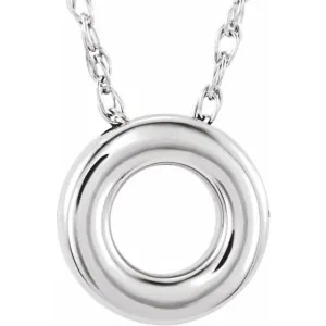 Sterling Silver 10 mm Circle 18" Necklace