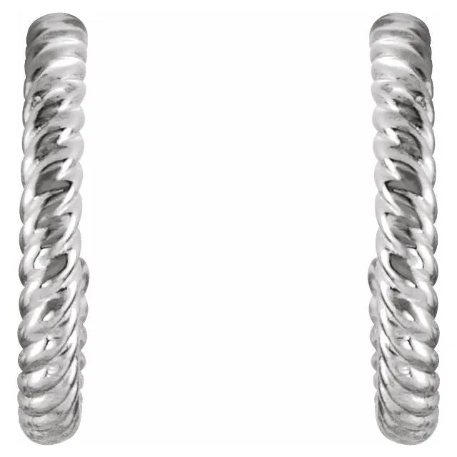 Sterling Silver 12 mm Rope Hoop Earrings