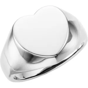 Sterling Silver 12x12 mm Heart Signet Ring