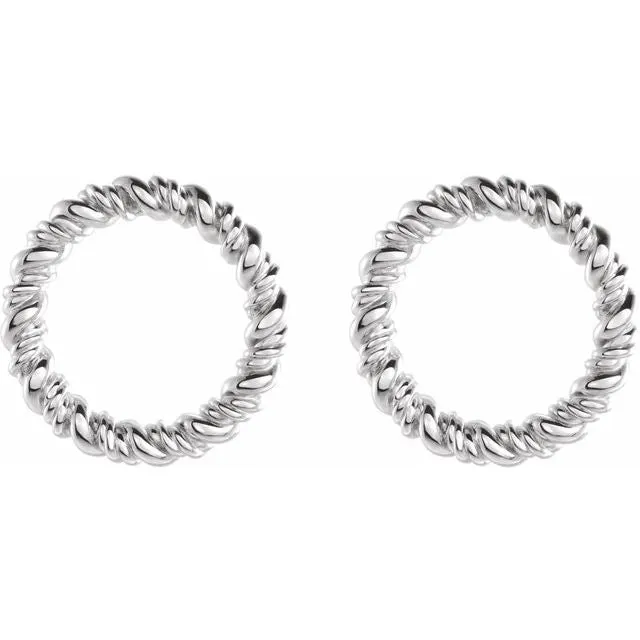 Sterling Silver 14.2 mm Circle Rope Earrings