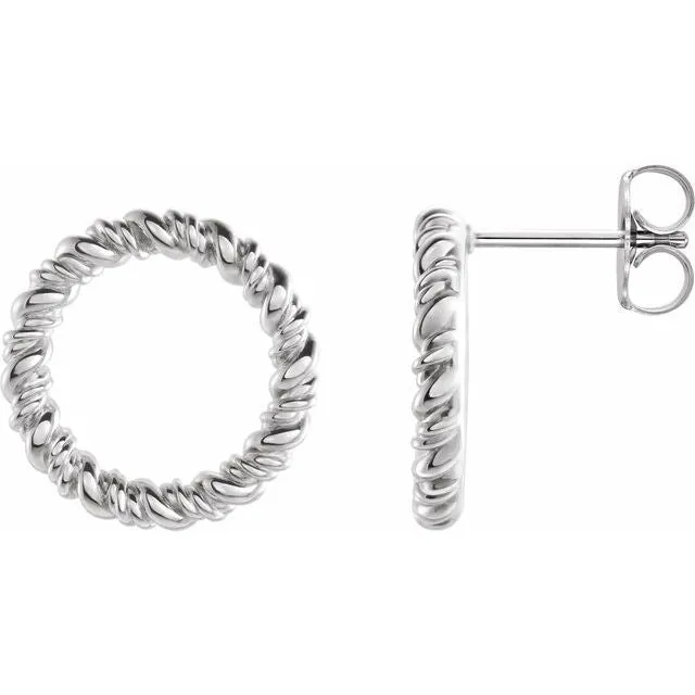 Sterling Silver 14.2 mm Circle Rope Earrings
