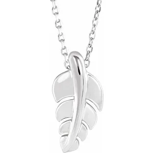 Sterling Silver 14.5x7.2 mm Leaf 16-18" Necklace