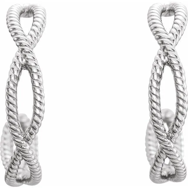 Sterling Silver 17x3.6 mm Rope Hoop Earrings
