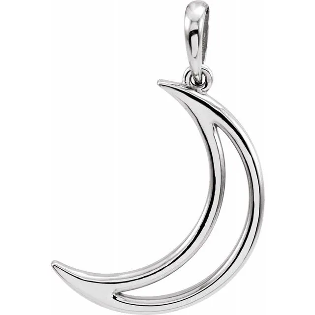 Sterling Silver 25.7x4.7 mm Crescent Moon Pendant