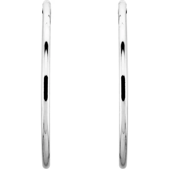 Sterling Silver 35 mm Endless Hoop Tube Earrings
