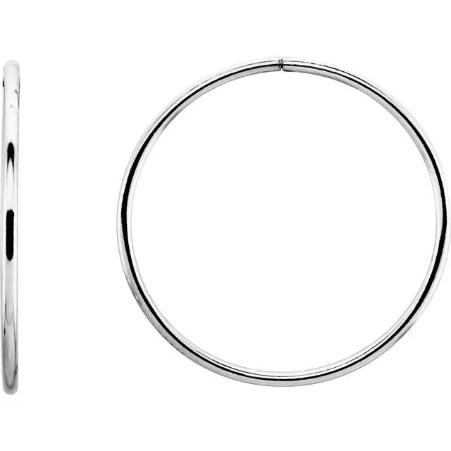 Sterling Silver 35 mm Endless Hoop Tube Earrings