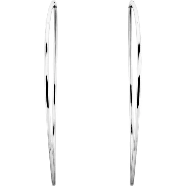 Sterling Silver 75 mm Endless Hoop Tube Earrings
