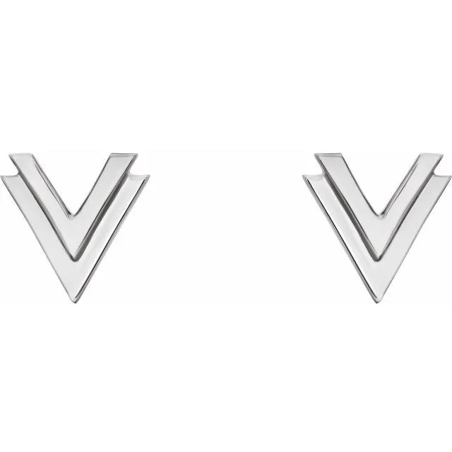 Sterling Silver 8 mm Double V Earrings
