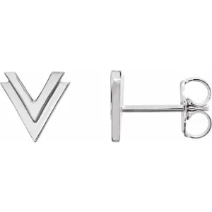 Sterling Silver 8 mm Double V Earrings