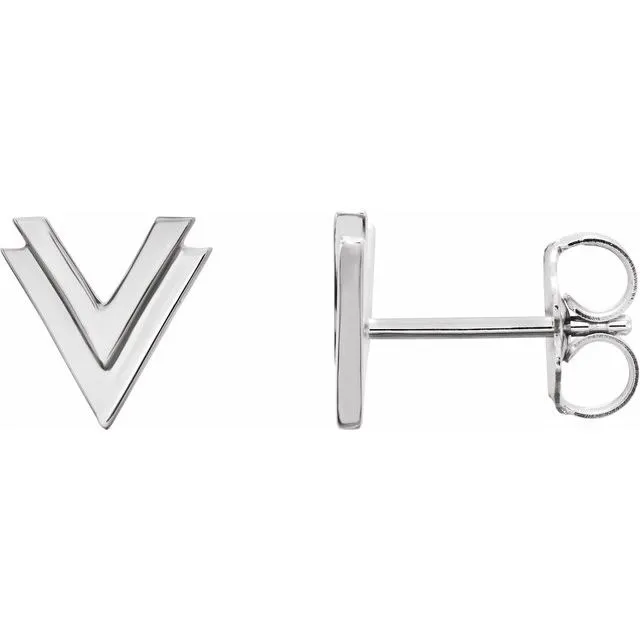 Sterling Silver 8 mm Double V Earrings