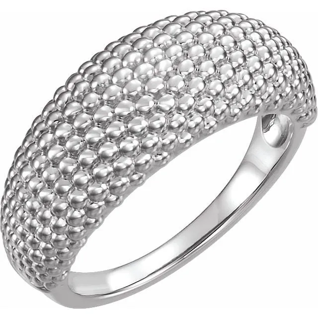Sterling Silver Beaded Dome Ring