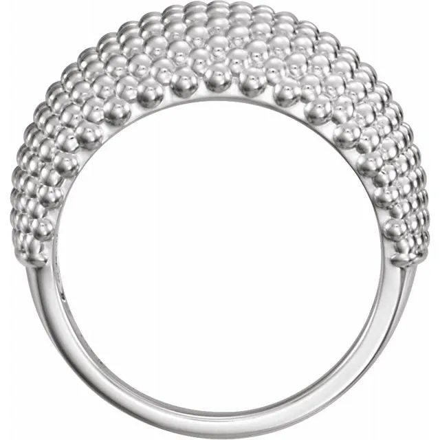 Sterling Silver Beaded Dome Ring