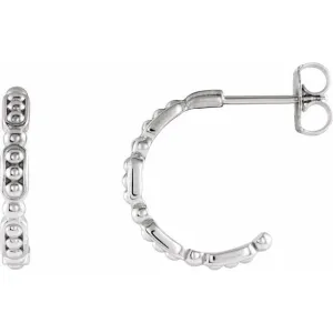 Sterling Silver Beaded Hoop Earrings
