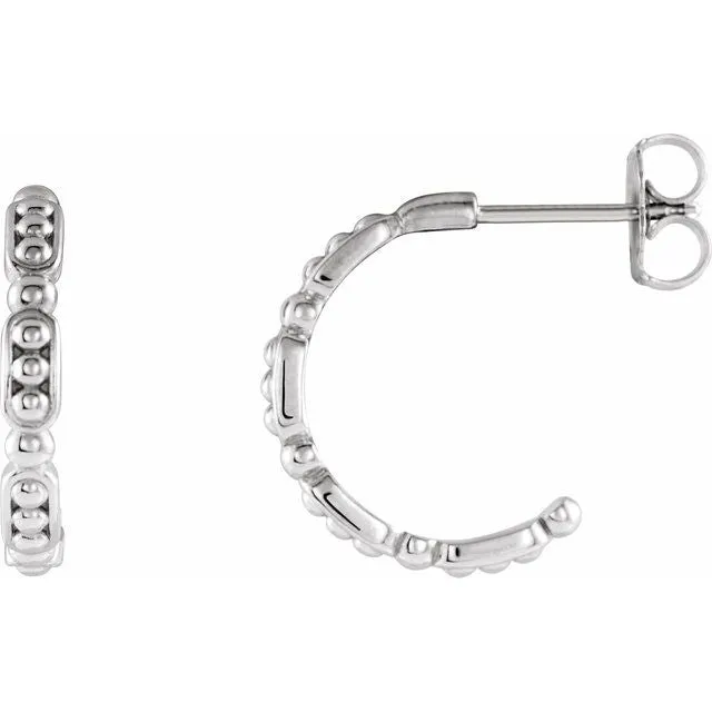 Sterling Silver Beaded Hoop Earrings