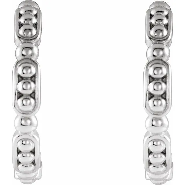 Sterling Silver Beaded Hoop Earrings