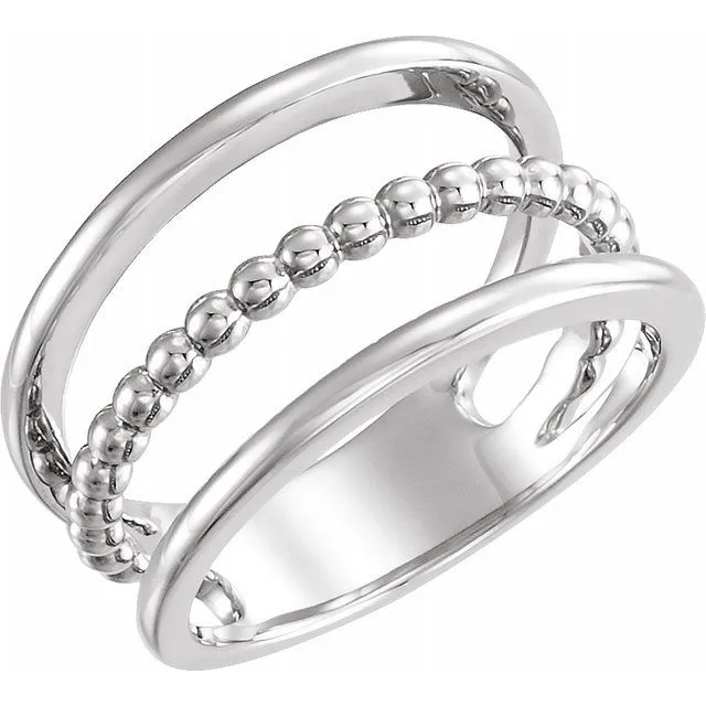 Sterling Silver Beaded Negative Space Ring