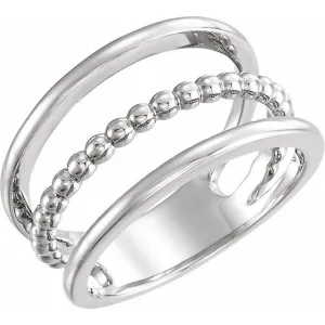 Sterling Silver Beaded Negative Space Ring
