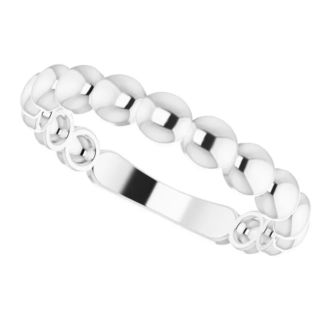 Sterling Silver Beaded Stackable Ring