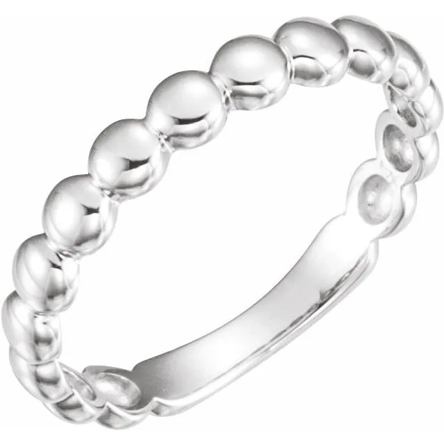 Sterling Silver Beaded Stackable Ring