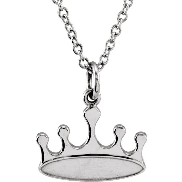Sterling Silver Crown 16-18" Necklace