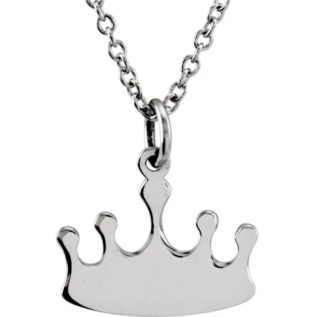 Sterling Silver Crown 16-18" Necklace