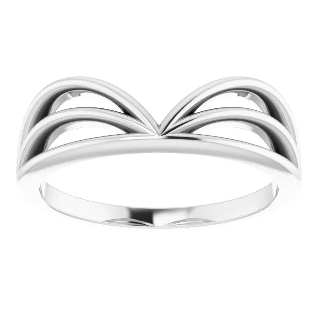 Sterling Silver Crown "V" Ring