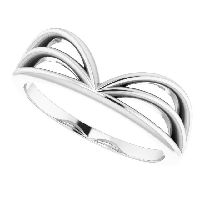 Sterling Silver Crown "V" Ring