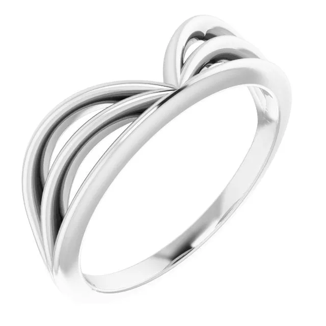 Sterling Silver Crown "V" Ring