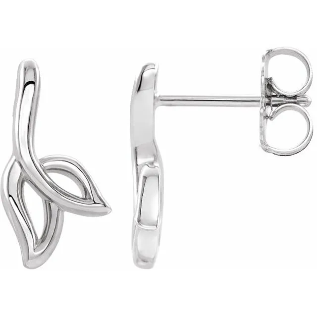 Sterling Silver Freeform Leaf Earrings