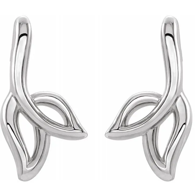 Sterling Silver Freeform Leaf Earrings
