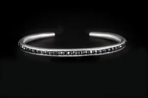 Sterling Silver Handcrafted Black Spinel Seeds Bangle
