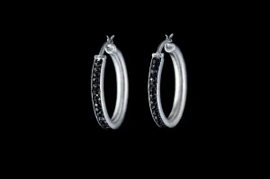 Sterling Silver Handcrafted Black Spinel Seeds Hoop Earrings