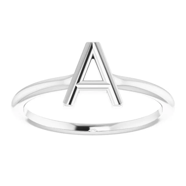 Sterling Silver Initial A Ring