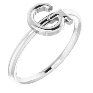 Sterling Silver Initial G Ring