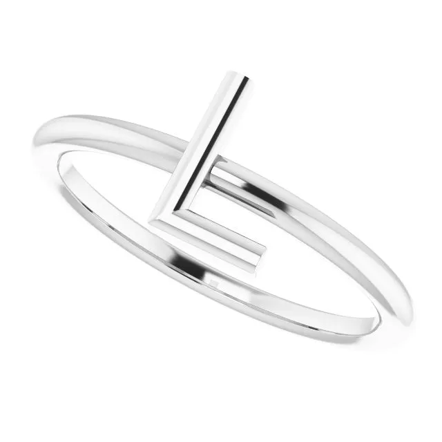 Sterling Silver Initial L Ring