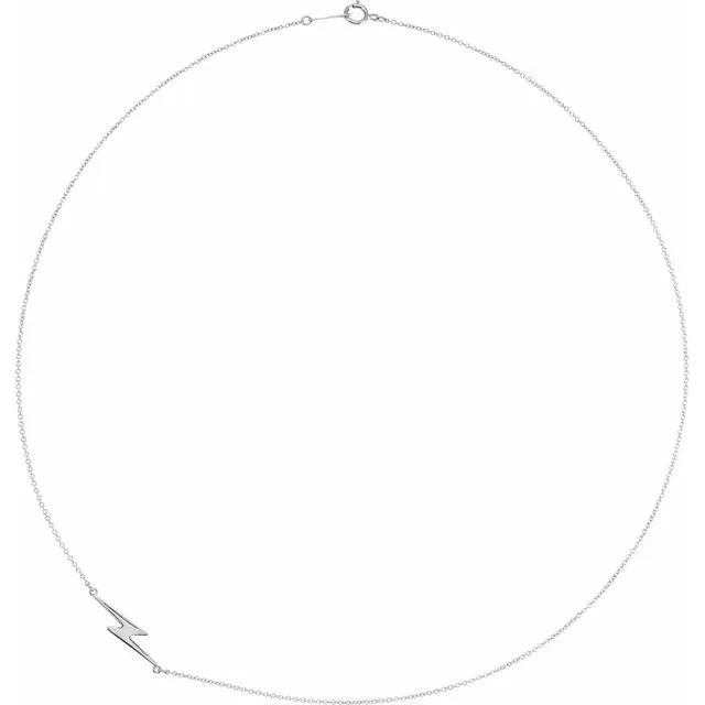 Sterling Silver Lightning Bolt 18" Necklace
