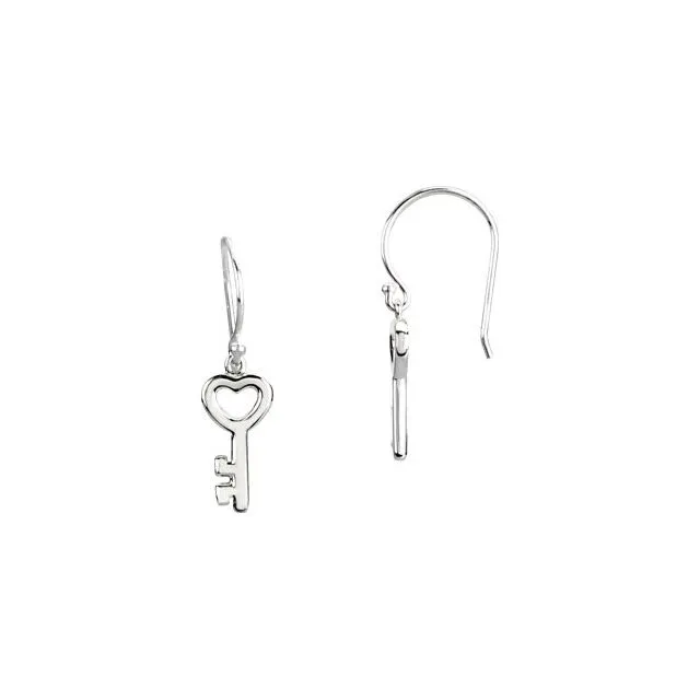 Sterling Silver Petite Key Earrings