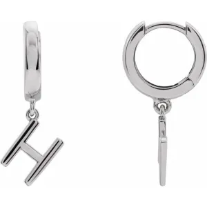 Sterling Silver Single Initial H Earring